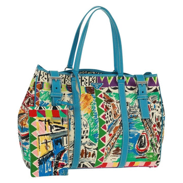 PRADA Venice Tote Bag Canvas Multicolor Silver Auth gh1720V