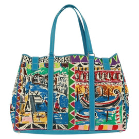 PRADA Venice Tote Bag Canvas Multicolor Silver Auth gh1720V - 0