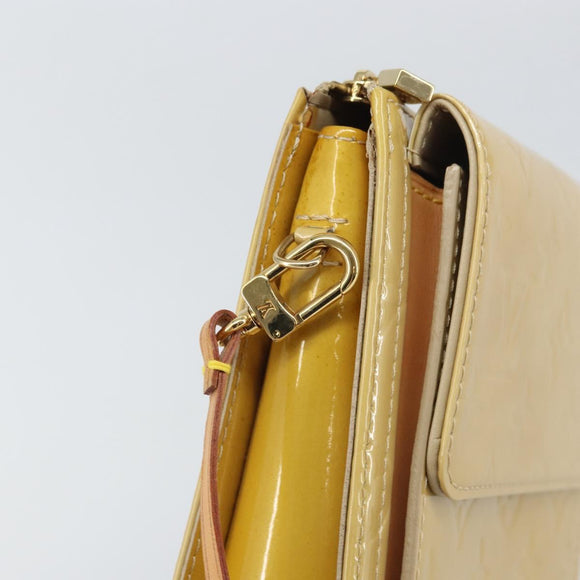 LOUIS VUITTON Monogram Vernis Motto Accessory Pouch Beige M91136 LV Auth gh1726