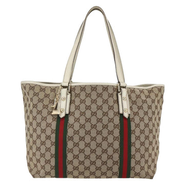 GUCCI GG Canvas Web Sherry Line Tote Bag Beige Gold 139260 Auth gh1728 - 0