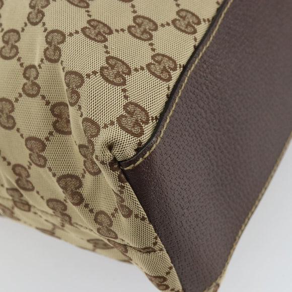 GUCCI GG Canvas Web Sherry Line Tote Bag Beige Silver 131233 Auth gh1729