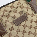 GUCCI GG Canvas Web Sherry Line Tote Bag Beige Silver 131233 Auth gh1729-14