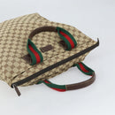 GUCCI GG Canvas Web Sherry Line Tote Bag Beige Silver 131233 Auth gh1729-6