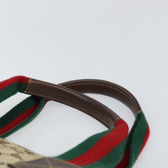 GUCCI GG Canvas Web Sherry Line Tote Bag Beige Silver 131233 Auth gh1729