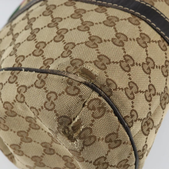 GUCCI GG Canvas Web Sherry Line Tote Bag Red Gold 233609 Auth gh1730