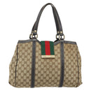 GUCCI GG Canvas Web Sherry Line Tote Bag Red Gold 233609 Auth gh1730-13
