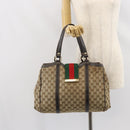 GUCCI GG Canvas Web Sherry Line Tote Bag Red Gold 233609 Auth gh1730-23