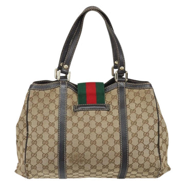 GUCCI GG Canvas Web Sherry Line Tote Bag Red Gold 233609 Auth gh1730 - 0