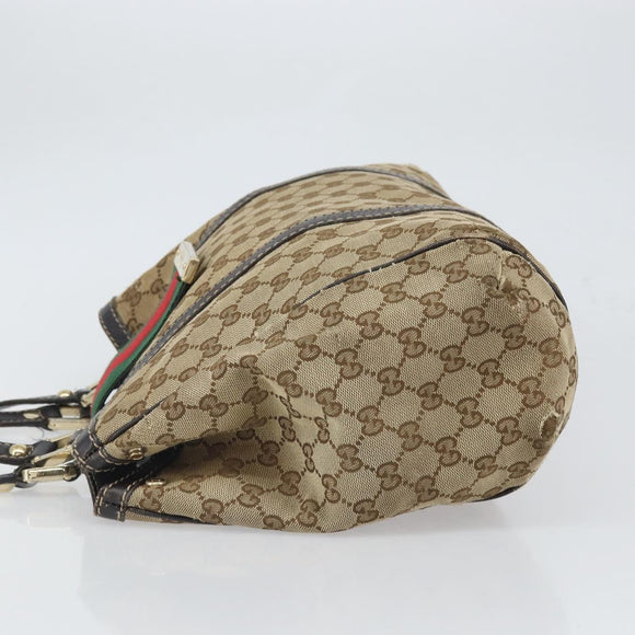 GUCCI GG Canvas Web Sherry Line Tote Bag Red Gold 233609 Auth gh1730
