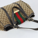 GUCCI GG Canvas Web Sherry Line Tote Bag Red Gold 233609 Auth gh1730-6