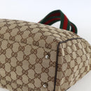 GUCCI GG Canvas Web Sherry Line Tote Bag Beige Silver 145758 Auth gh1731-10