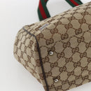 GUCCI GG Canvas Web Sherry Line Tote Bag Beige Silver 145758 Auth gh1731-11