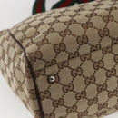 GUCCI GG Canvas Web Sherry Line Tote Bag Beige Silver 145758 Auth gh1731-13