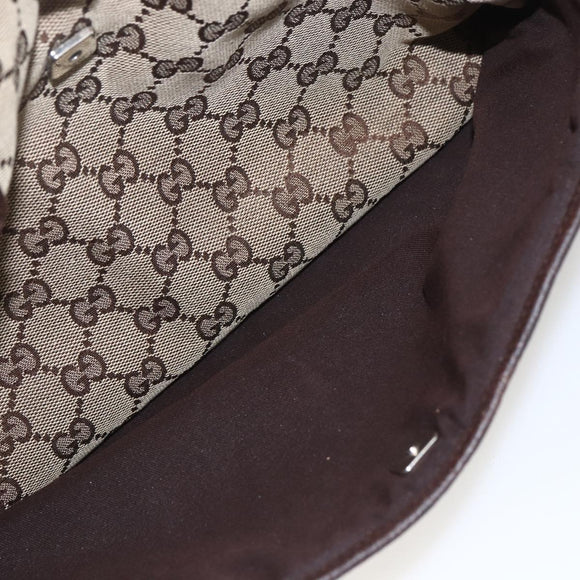 GUCCI GG Canvas Web Sherry Line Tote Bag Beige Silver 145758 Auth gh1731