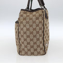 GUCCI GG Canvas Web Sherry Line Tote Bag Beige Silver 145758 Auth gh1731-4