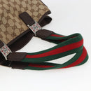 GUCCI GG Canvas Web Sherry Line Tote Bag Beige Silver 145758 Auth gh1731-7