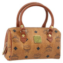 MCM Logogram Vicetos Mini Boston Bag PVC Brown Gold Auth gh1736-1