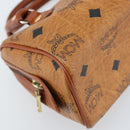 MCM Logogram Vicetos Mini Boston Bag PVC Brown Gold Auth gh1736-14