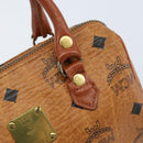 MCM Logogram Vicetos Mini Boston Bag PVC Brown Gold Auth gh1736-10