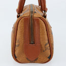 MCM Logogram Vicetos Mini Boston Bag PVC Brown Gold Auth gh1736-3