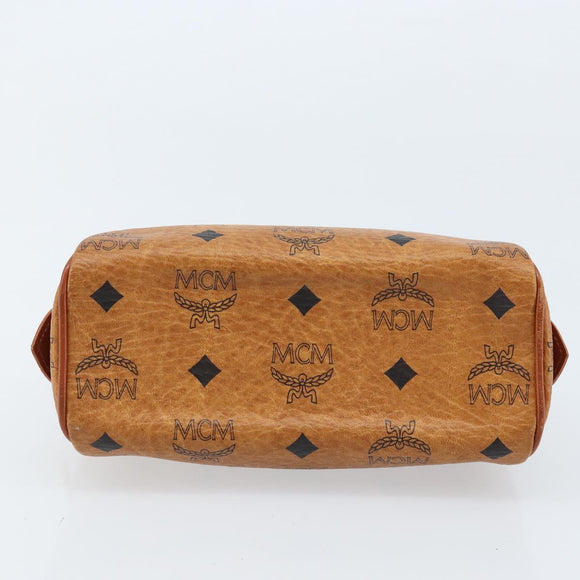 MCM Logogram Vicetos Mini Boston Bag PVC Brown Gold Auth gh1736