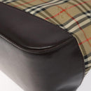 Burberrys Nova Check Hand Bag Canvas Beige Gold Auth gh174-10
