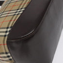 Burberrys Nova Check Hand Bag Canvas Beige Gold Auth gh174-11
