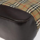 Burberrys Nova Check Hand Bag Canvas Beige Gold Auth gh174-12