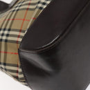Burberrys Nova Check Hand Bag Canvas Beige Gold Auth gh174-13