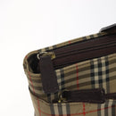 Burberrys Nova Check Hand Bag Canvas Beige Gold Auth gh174-14