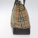 Burberrys Nova Check Hand Bag Canvas Beige Gold Auth gh174-4