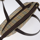 Burberrys Nova Check Hand Bag Canvas Beige Gold Auth gh174-6