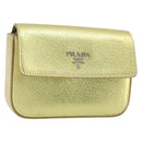 PRADA Pouch Leather Gold Auth gh1740-1