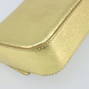 PRADA Pouch Leather Gold Auth gh1740-11