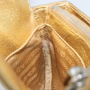 PRADA Pouch Leather Gold Auth gh1740-16