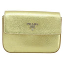 PRADA Pouch Leather Gold Auth gh1740-2