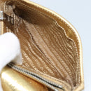 PRADA Pouch Leather Gold Auth gh1740-20