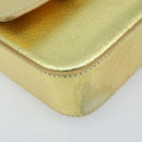PRADA Pouch Leather Gold Auth gh1740-9