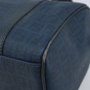FENDI Zucchino Canvas Boston Bag Navy Gold Auth gh1746-9