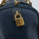FENDI Zucchino Canvas Boston Bag Navy Gold Auth gh1746-18
