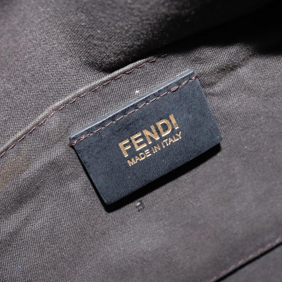 FENDI Zucchino Canvas Boston Bag Navy Gold Auth gh1746