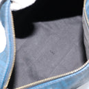 FENDI Zucchino Canvas Boston Bag Navy Gold Auth gh1746-11