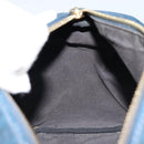 FENDI Zucchino Canvas Boston Bag Navy Gold Auth gh1746-20
