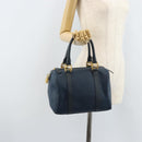 FENDI Zucchino Canvas Boston Bag Navy Gold Auth gh1746-23