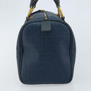FENDI Zucchino Canvas Boston Bag Navy Gold Auth gh1746-4