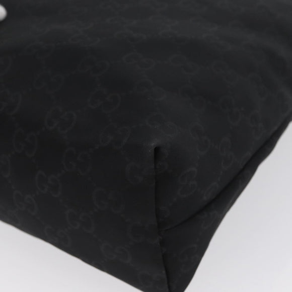 GUCCI GG Canvas Shoulder Bag Nylon Black Silver 314529 Auth gh1748