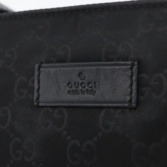 GUCCI GG Canvas Shoulder Bag Nylon Black Silver 314529 Auth gh1748