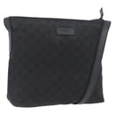 GUCCI GG Canvas Shoulder Bag Nylon Black Silver 314529 Auth gh1748-1