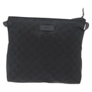 GUCCI GG Canvas Shoulder Bag Nylon Black Silver 314529 Auth gh1748-13