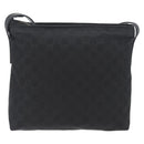 GUCCI GG Canvas Shoulder Bag Nylon Black Silver 314529 Auth gh1748-2